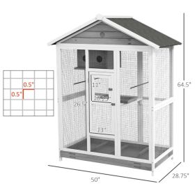 Wooden Bird Cage Aviary, Flight Cage With 4 Perches, Nest And Slide-Out Tray For Indoor Outdoor, Gray (Option: Pure White Stone Gray Black)