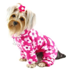 Full Blossom Fleece Turtleneck Pajamas (Color: pink, size: S)