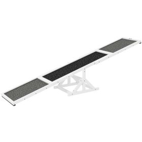 Wooden Dog Agility Seesaw For Training And Exercise, Weather Resistant, 83 L X 16 W X 14 H, White (Option: White)